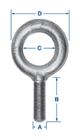 9/16-18 X 1-5/8 PLAIN PATTERN  EYEBOLT, FINE THREAD, ZINC PLATED